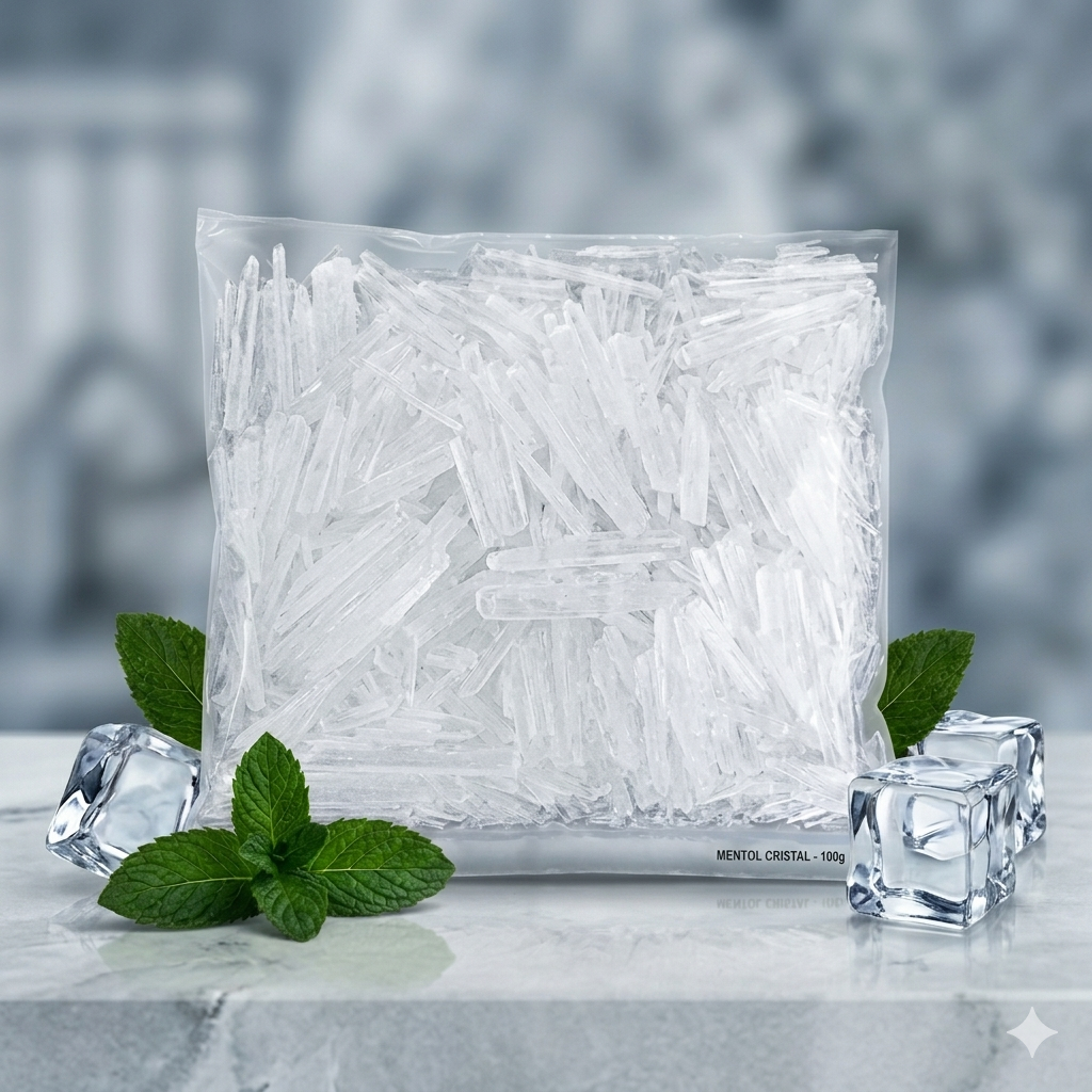 Mentol em Cristal 100% Puro 50g - Para Cosméticos, Alívio Muscular, Sauna e Saboaria