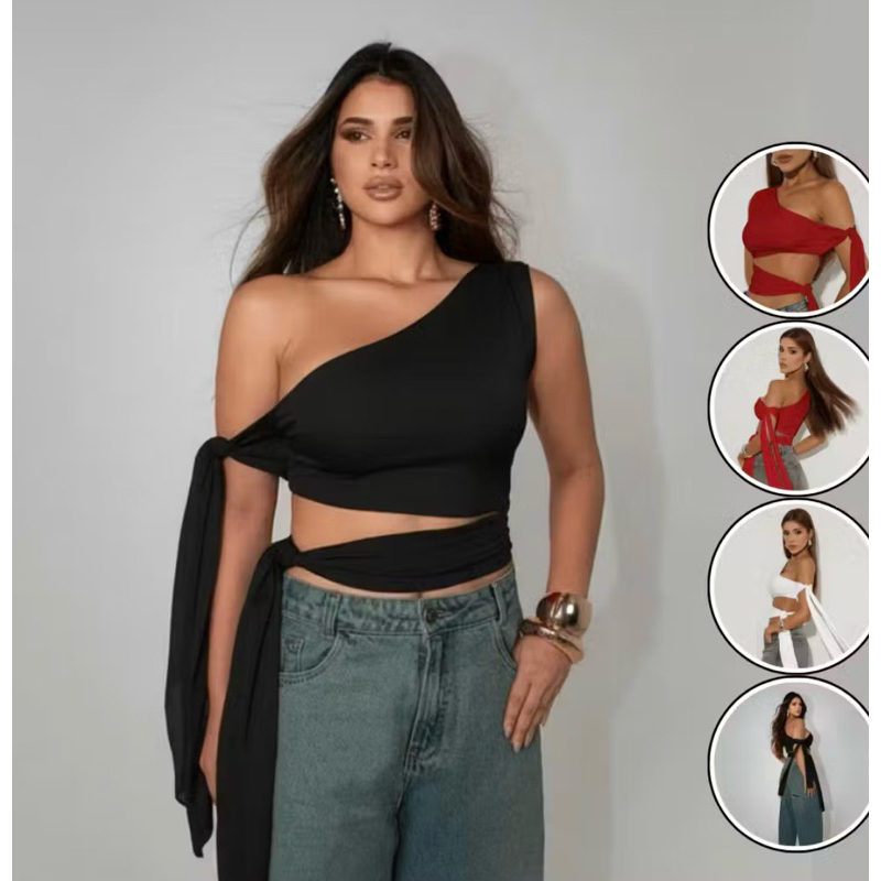 blusa de amarração tendência viralizada Croped Body moda feminina