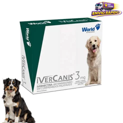 Ivermectina Ivercanis 3mg Cães até 30kg 4 Comprimidos Antiparasitário