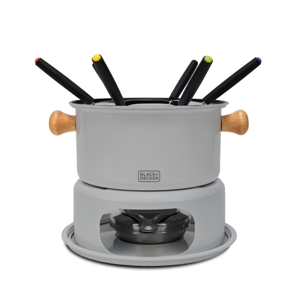 Conjunto Para Fondue 10 Peças Eleganza, Black + Decker Com Base e Garfos Inox