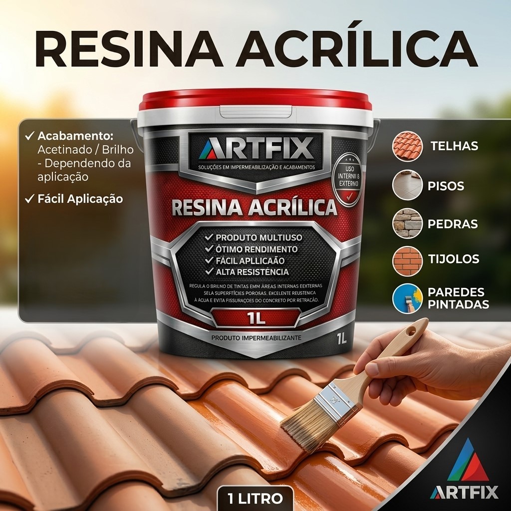 Resina Acrílica 3,6L Impermeabilizante Brilhante - Proteção para Piso, Parede e Telhado