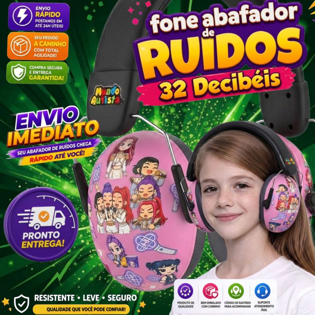 Abafador Autismo k-pop 32 DB Infantil Fone Protetor de Som Ouvido Auricular Ruido Super Confortavel Tdah Tea Autista