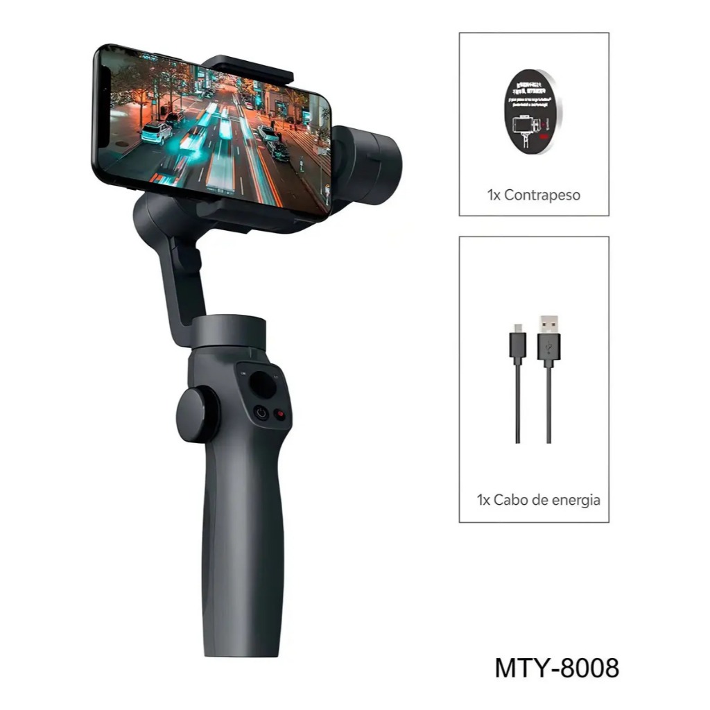 Estabilizador Gimbal Celular smartphone Cor Preto Profissional Tomate MTY-8009 – 3 Eixos