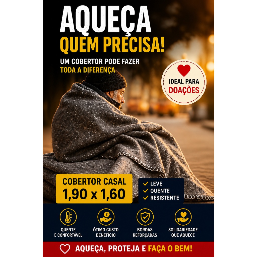Cobertor Casal 1,90x1,60 Barato Para Doação Pets Inverno Quente Econômico com Bordas Reforçadas
