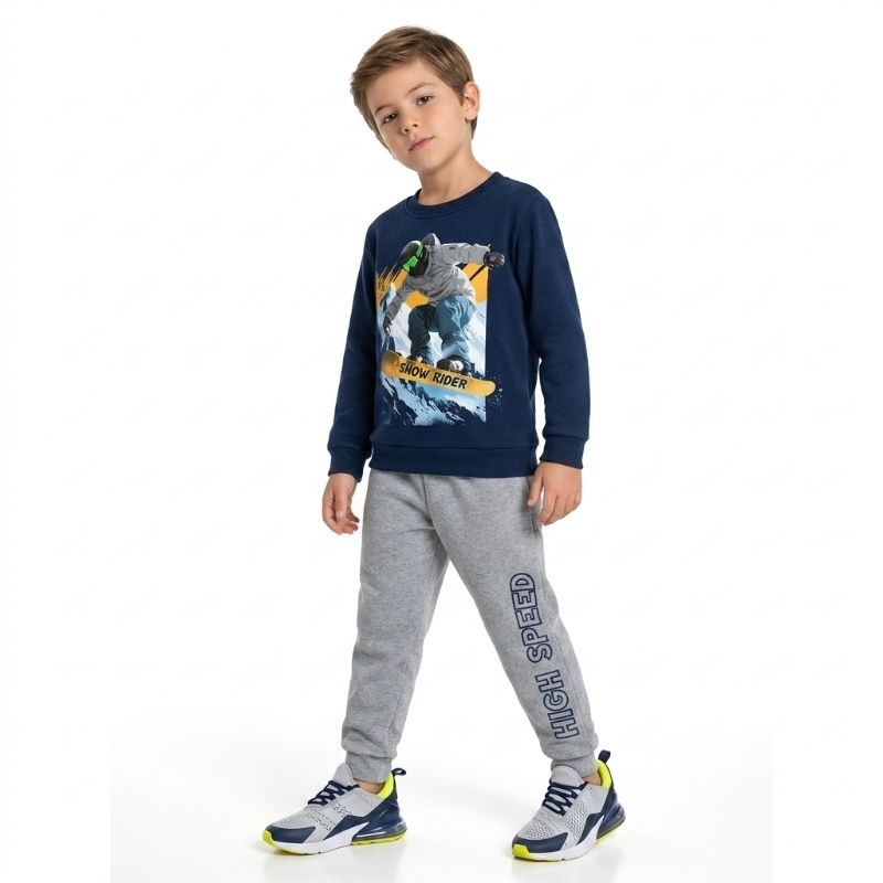 Conjunto Infantil Menino Moletom Estiloso Confortável Inverno Original Kyly Tamanho 4-6-8
