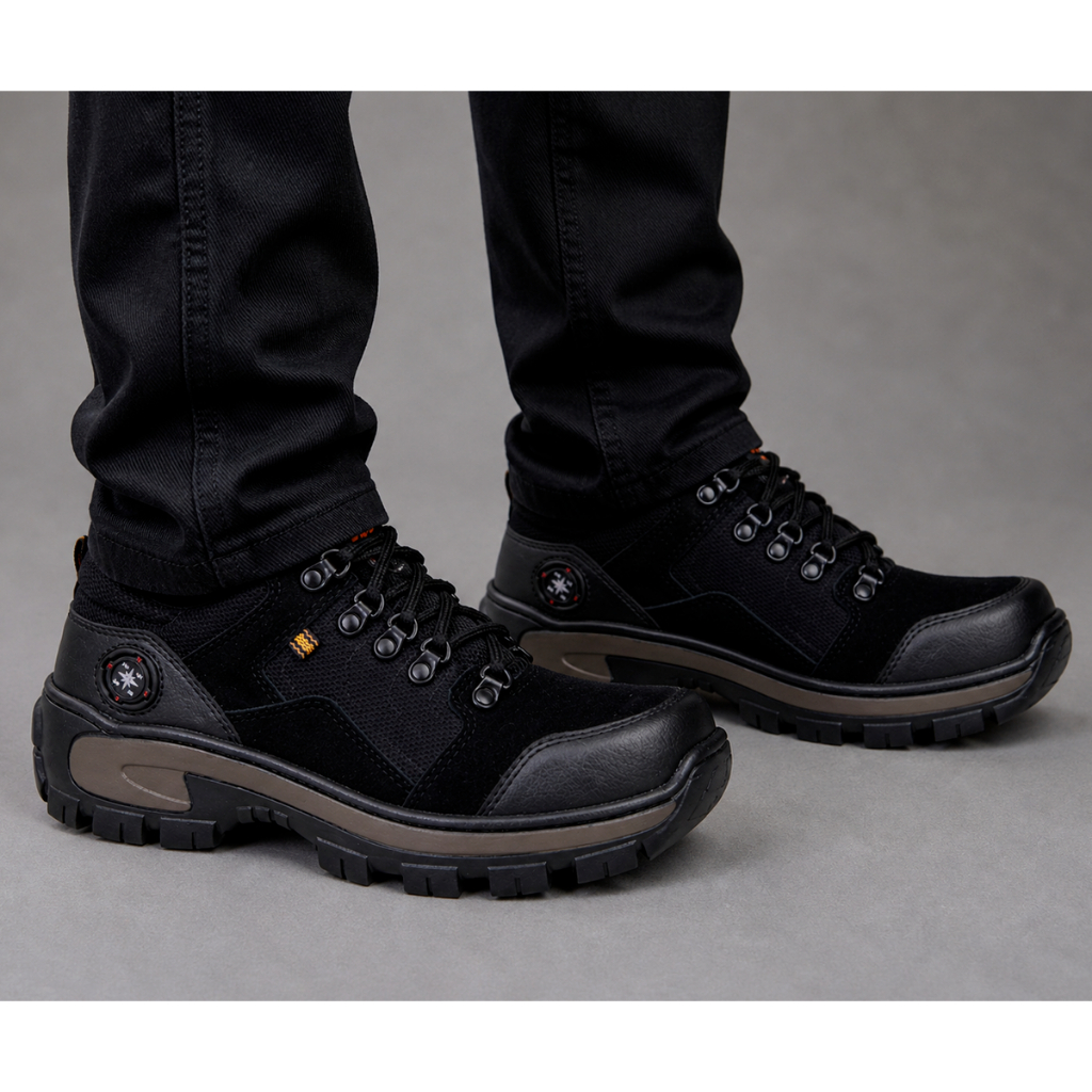 Tenis Coturno Trekking Masculino Couro Bota Adventure Pesca Trilha