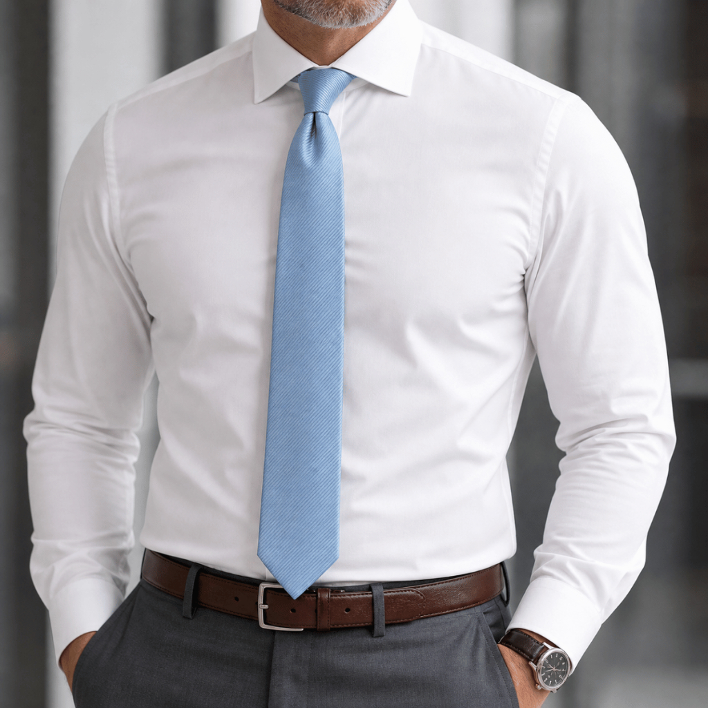 Kit Camisa Social Masculina em Algodão e Poliéster Premium + Gravata Slim Lisa 100% em poliéster