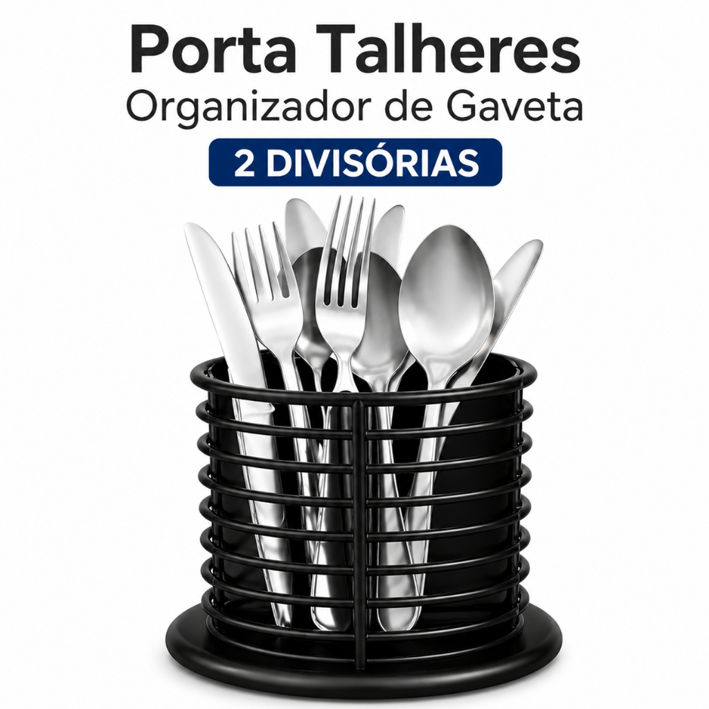 Porta Talheres Organizador de Gaveta 2 Divisórias Separador Talheres Garfo Faca Cozinha Plástico