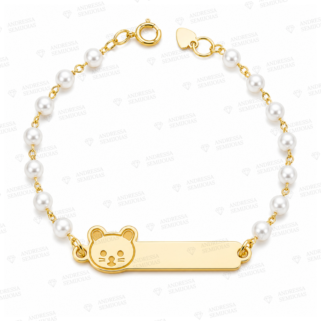 Detalhes do Pulseira Infantil RN Personalizada Nome Gravado Bebê Banhada a Ouro