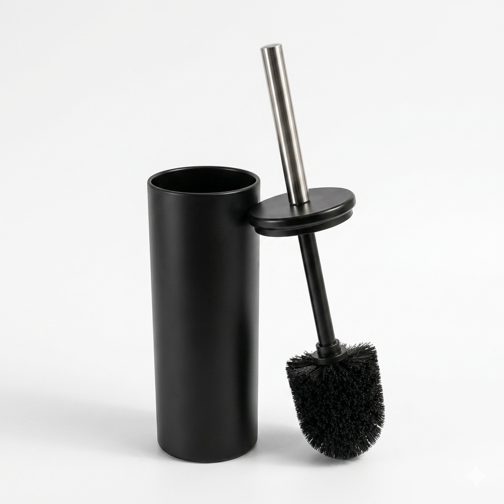 Escova Sanitária Suporte Higiênico Matte Preto Cinza Branco Design Moderno Banheiro Elegante