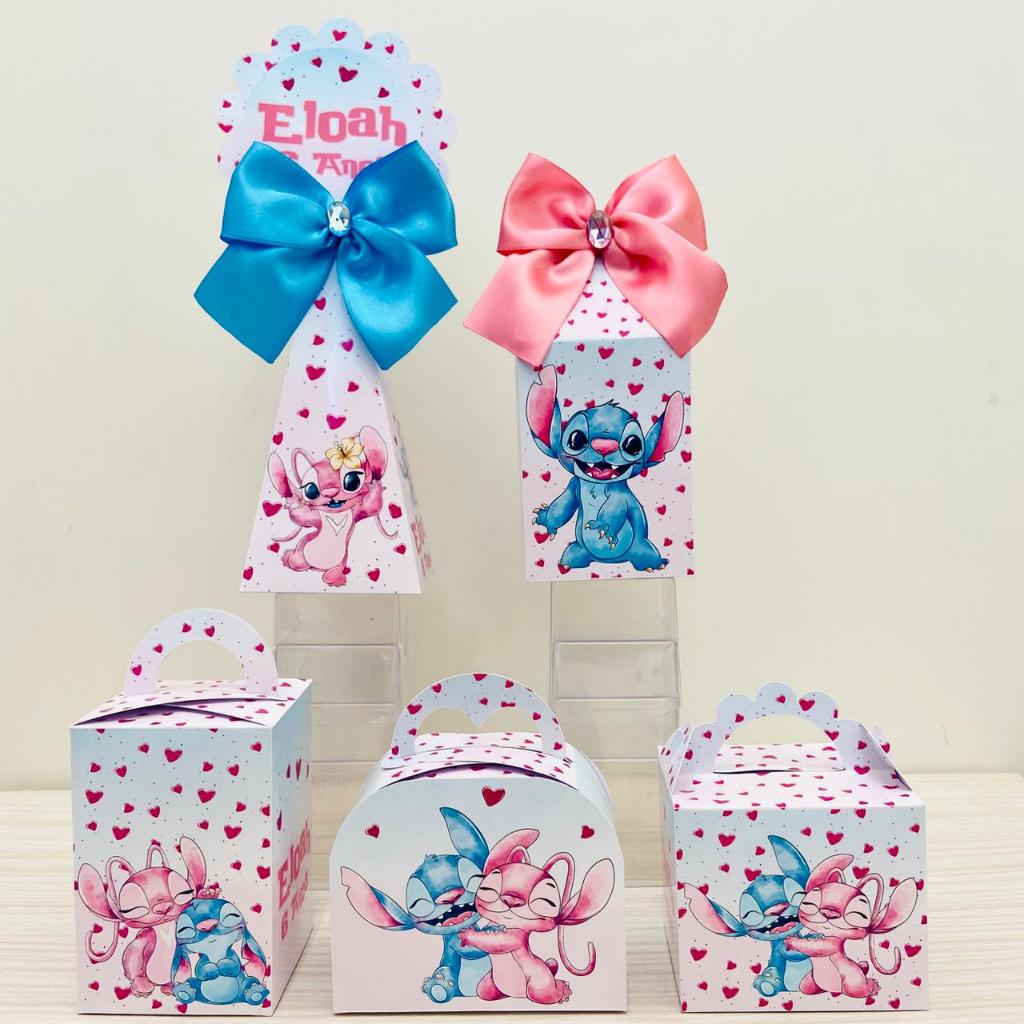 Kit Caixas Stitch Personalizada / Kit Festa Stitch e Angel / Lembrancinha de Festa / Aniversário Infantil