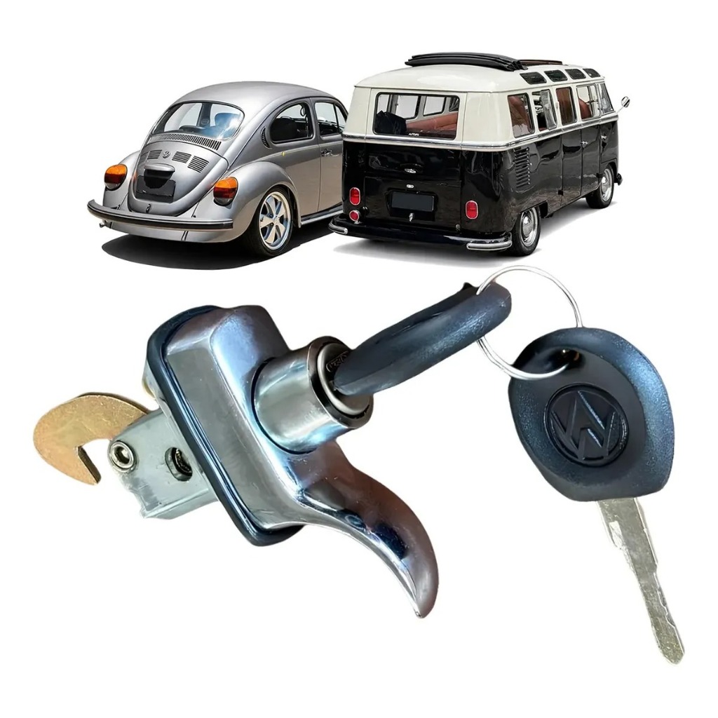 Maçaneta Tampa do Motor Fusca Kombi 59 a 86 Cromada Com Chave