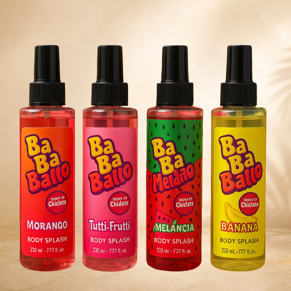 Kit 5 Body Splash Chiclete 230ml Cada Perfume Corporal Feminino Alta Fixação