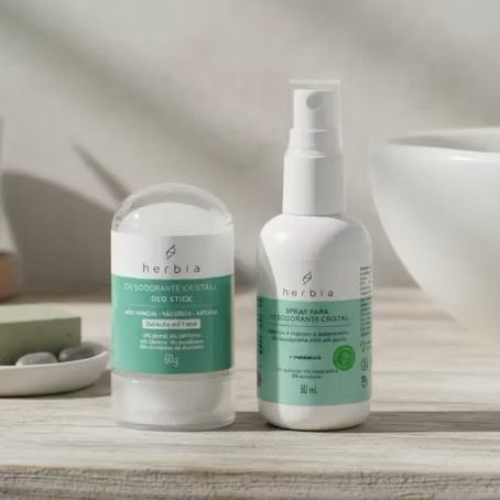 Herbia Desodorante Natural Stick Cristal 60g pedra sal sem cheiro alumínio parabenos perfume vegano