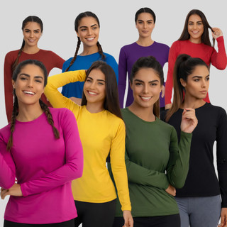 Camisas Proteção Solar Térmica Uv 50 Feminina Blusa Segunda Pele