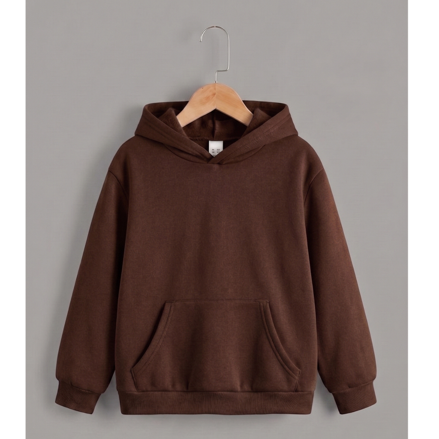 Moletom Marrom Feminino Liso Básico Grosso Canguru Masculino Canguru Capuz e Bolsos Blusa de Frio Tecido Macio Premium