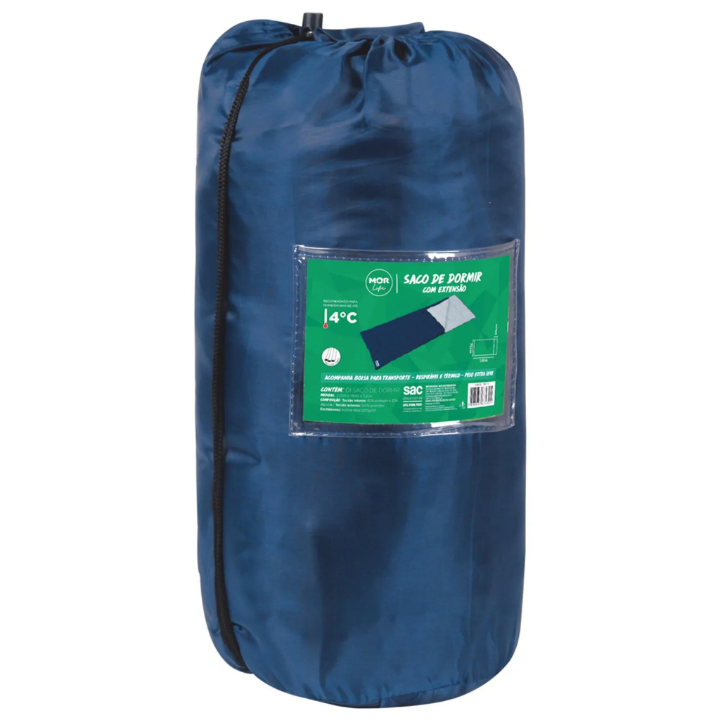 Saco de Dormir Mor 2,2M X 0,75cm com Proteção Térmico com Extensor Travesseiro Casal