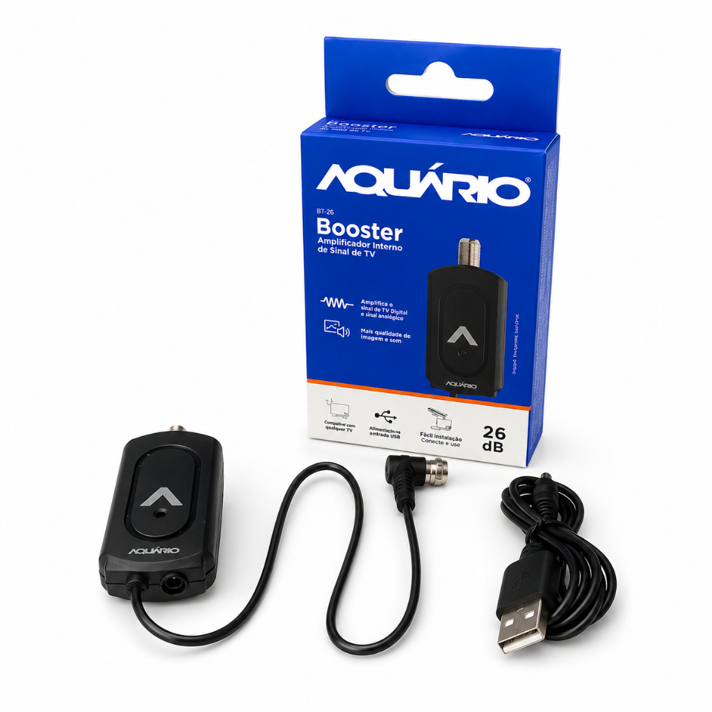 KIT ANTENA DIGITAL AQUARIO DTV-150 + AMPLIFICADOR DE SINAL BOOSTER BT-26 + CABO 5M VHF/UHF/FM/HDTV · foto 2