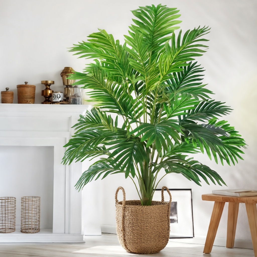 Folhas Planta Artificial Palmeira Areca Real Ao Toque 24 ou 48 Folhas Decoração Casa Escritorio