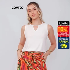 Lovito Blusa Sem Mangas com Decote Triangulo Chic Moda Feminina BRBLB1287BRL1319
