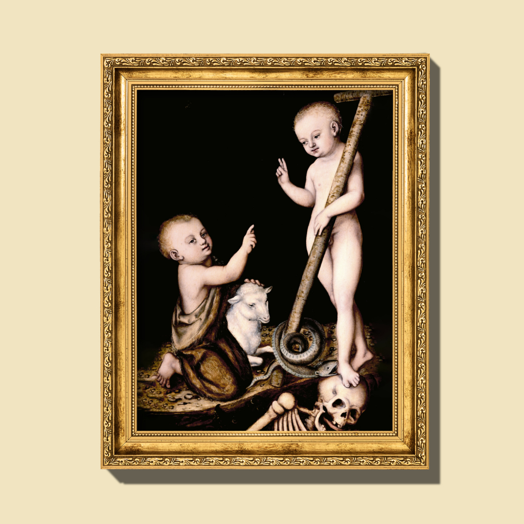 Quadro - A Adoração do Menino Jesus por São João Batista - Lucas Cranach