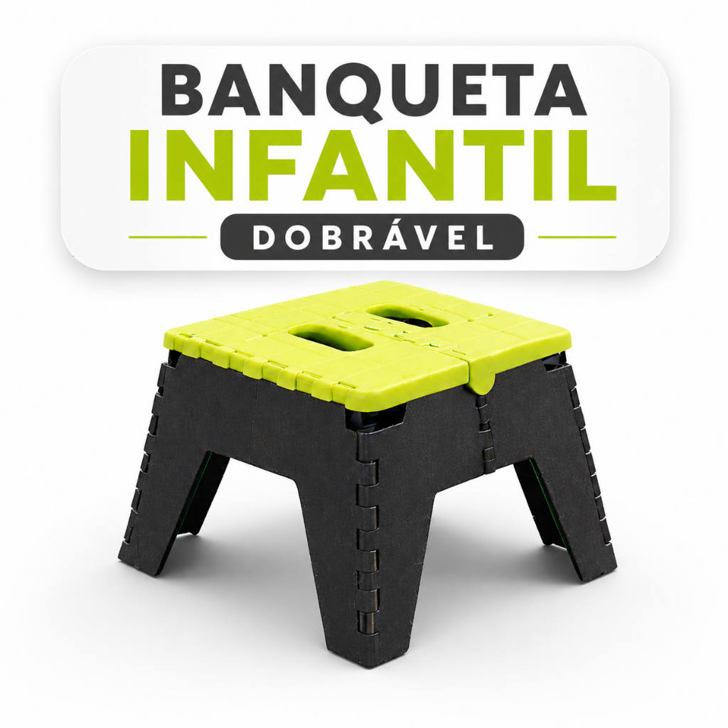 Banqueta Infantil Dobrável Portátil Kids Banquinho Plástico Resistente com Alça Retrátil Escola Casa Banheiro Pia