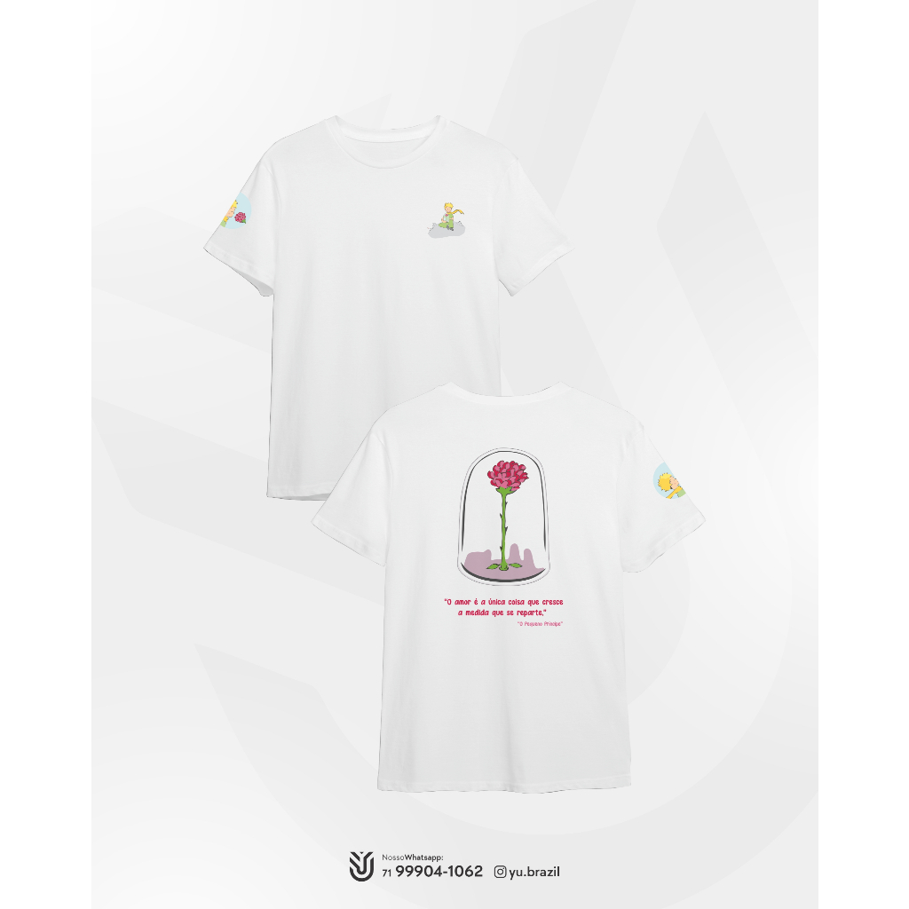 Kit 2 Camisetas Pequeno Príncipe Rosa – 2 Camisas Oversized ou Padrão | Camisa Casal Romântica Estampada Frase Amor