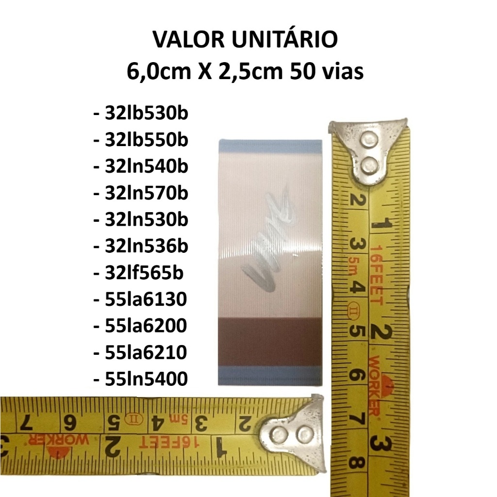 Cabo Flat Cable Tcon TV 6cm x 2,5cm 50 vias 32lb530b 32lb550b 32ln540b 32ln570b 32ln530b Cod 0918Ab