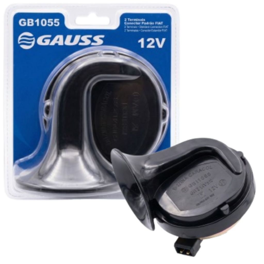 Buzina Caracol 12V Fiat Palio Punto GrandSiena Uno Strada 2 terminais 110db C/ Suporte GB1055 Gauss