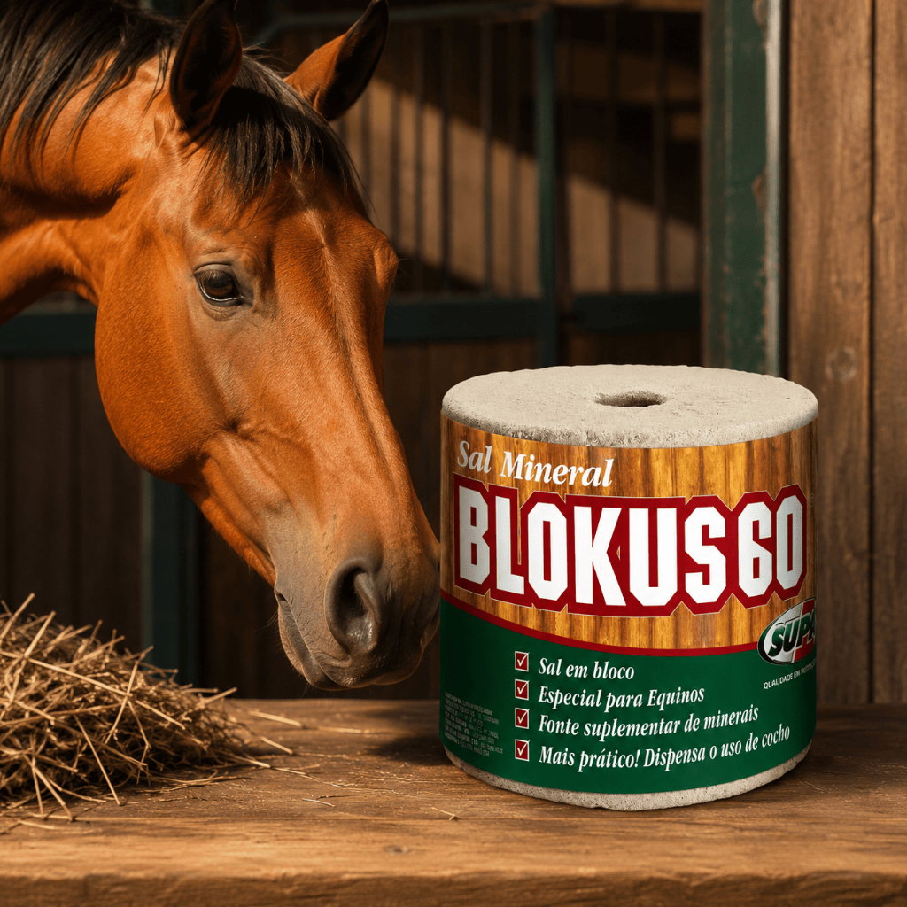 Sal Cavalo Blokus 60 Mineral em Bloco 6kg Supra  | Potencialize a Saúde do Seu Animal - Sal Maciço