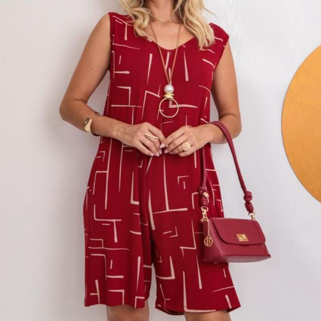 Macaquinho Feminino Estampado Viscolycra Soltinho Com Bolso Veste 38 ao 46