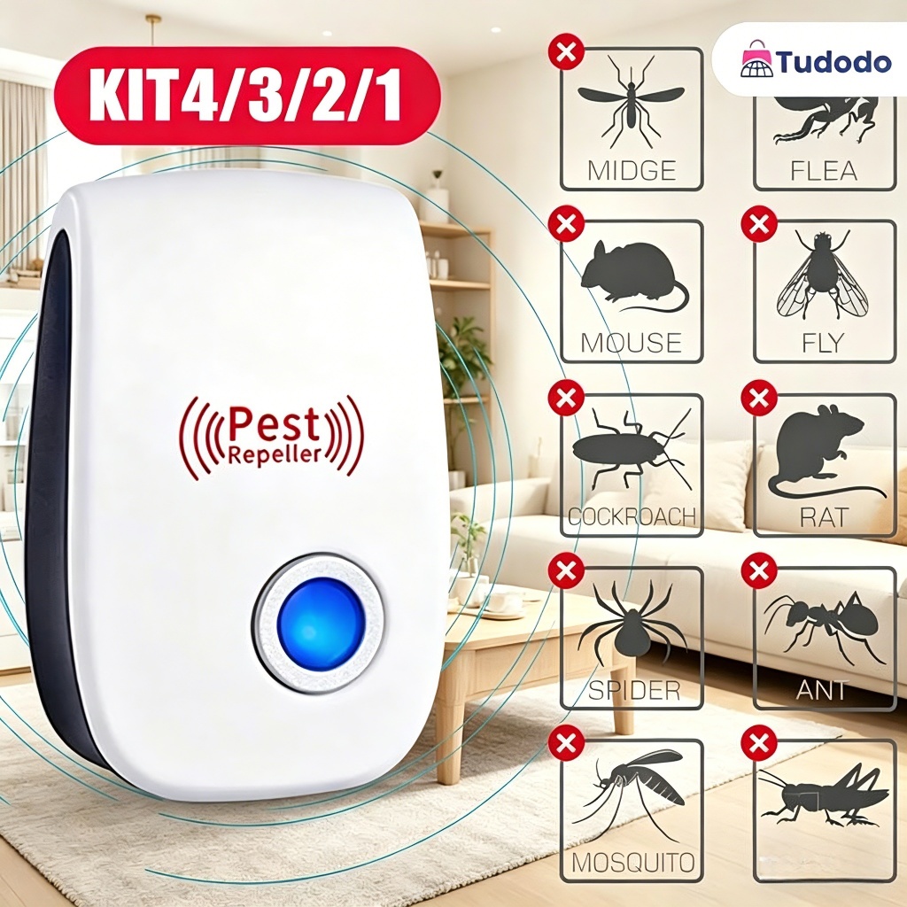 Repelente Eletrônico Ultrassônico Mosca Pernilongos Baratas Morcegos repele e Espanta Ratos bivolt