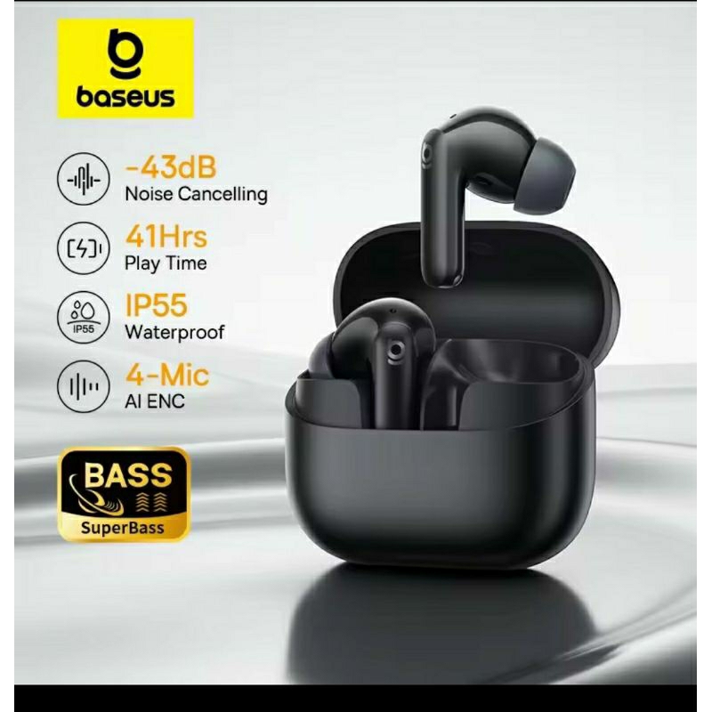 Baseus EP10 NC-43dB cancelamento de ruído ANC True Wireless Bluetooth 6.0 Fones intra-auriculares sem fio .