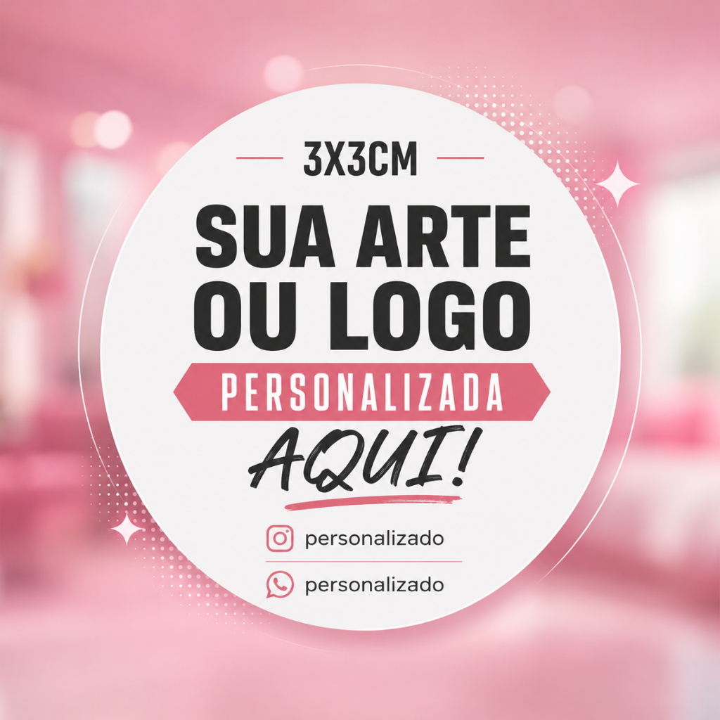 Adesivos Personalizados 3x3 cm - 1000 unidades, 500, 300 ou 200 unidades - Com sua logo ou arte