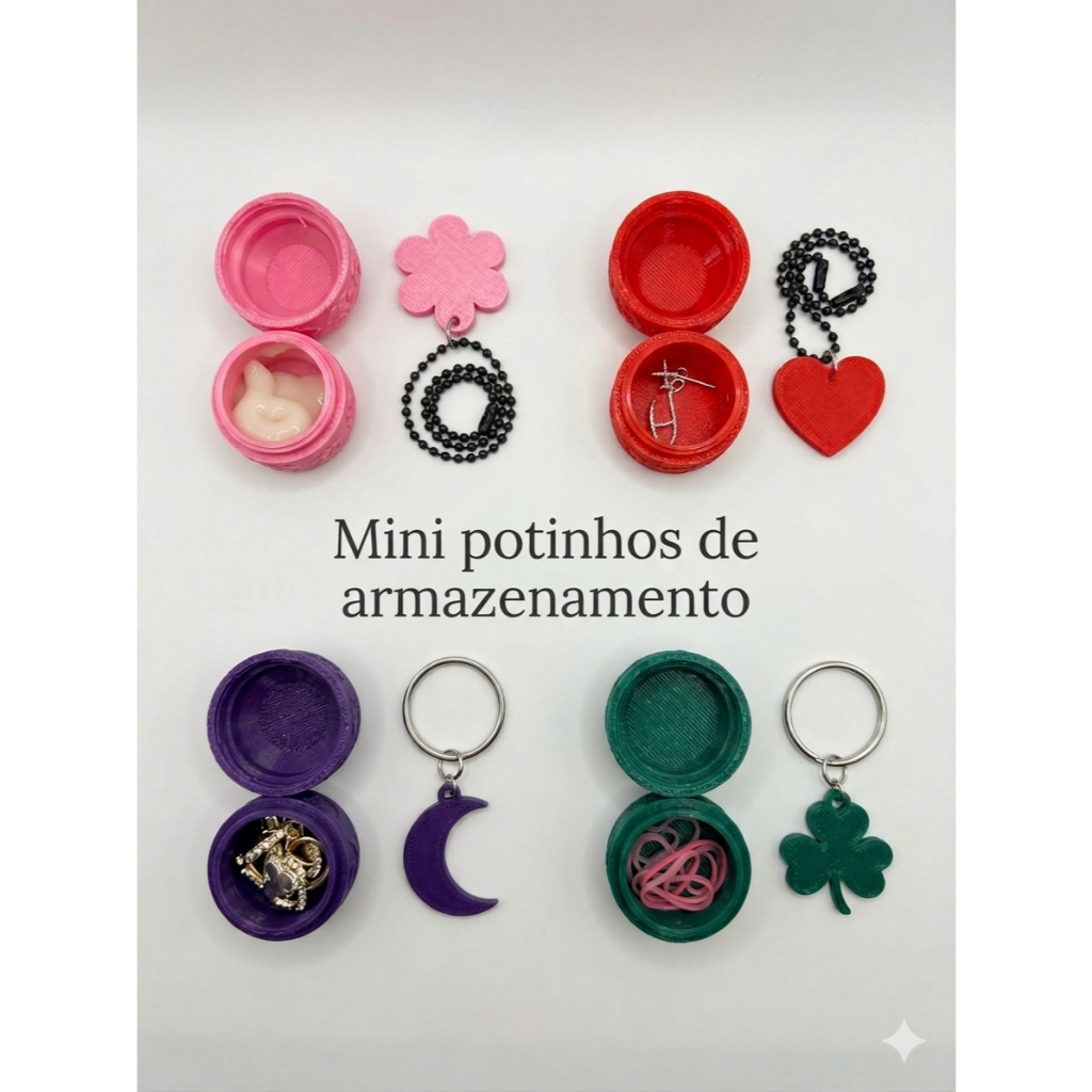 Mini Porta Joias Chaveiro Portátil - Pote Organizador de Bolsa para Brincos, Anéis e Remédios - Kit Viagem Compacto Luxo
