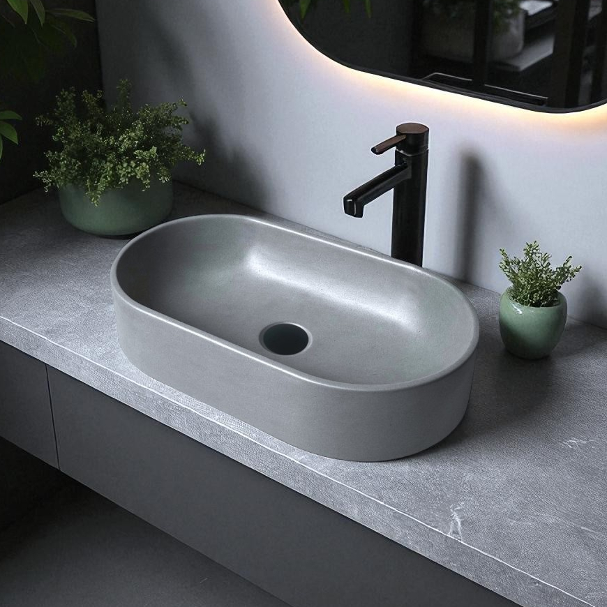 Cuba de Apoio Sobrepor Pia Lavabo Para Banheiro Oval 40x23cm Varias Cores Acetinado Fosco Moderno Luxo