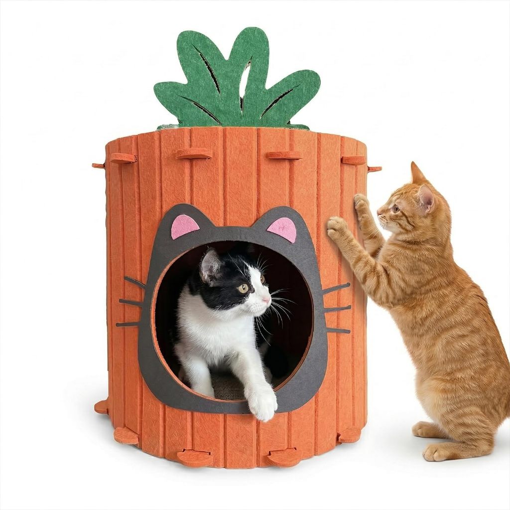 Casinha Gato Casa Cama Gatos Pet 2 Andares-Formato de cenoura