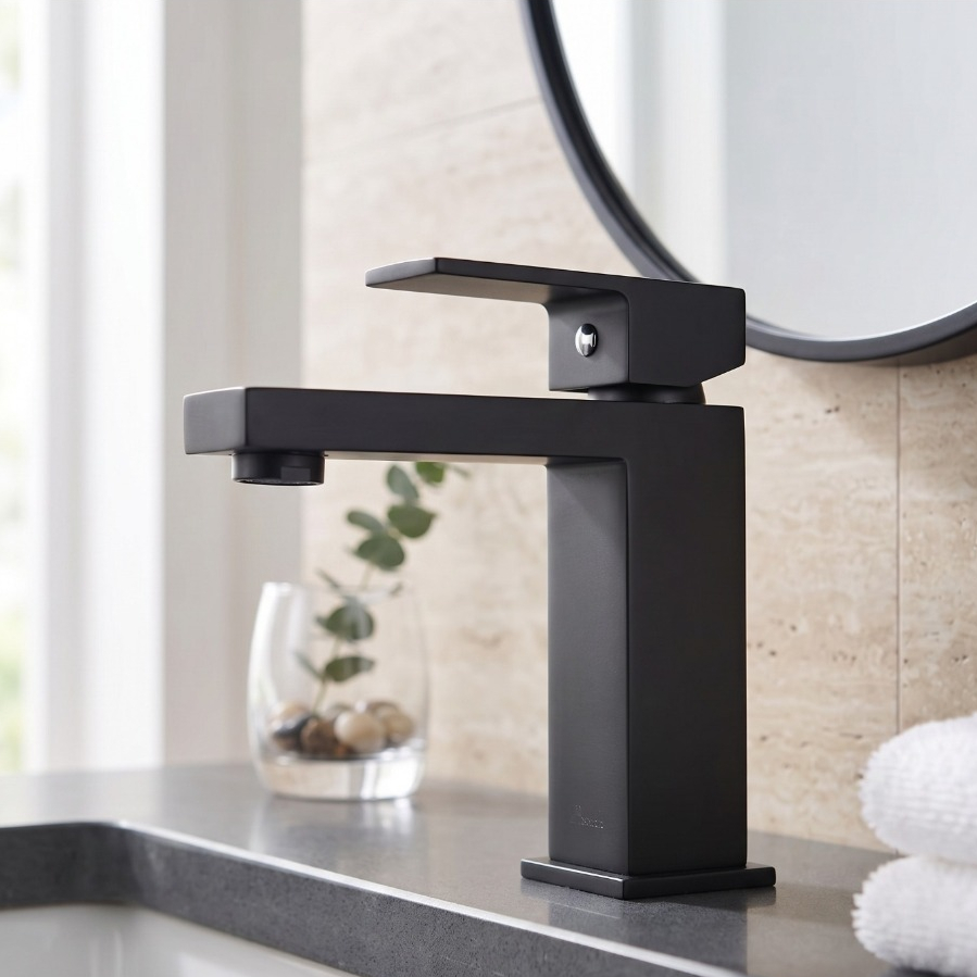 Torneira Monocomando Baixa Inox 304 Preta Fosca Elegante Misturador Banheiro