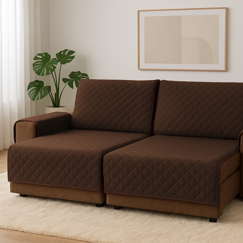 Protetor capa de para sofá king reclinável 1,80m x 2,40m com porta objetos modelo elegance