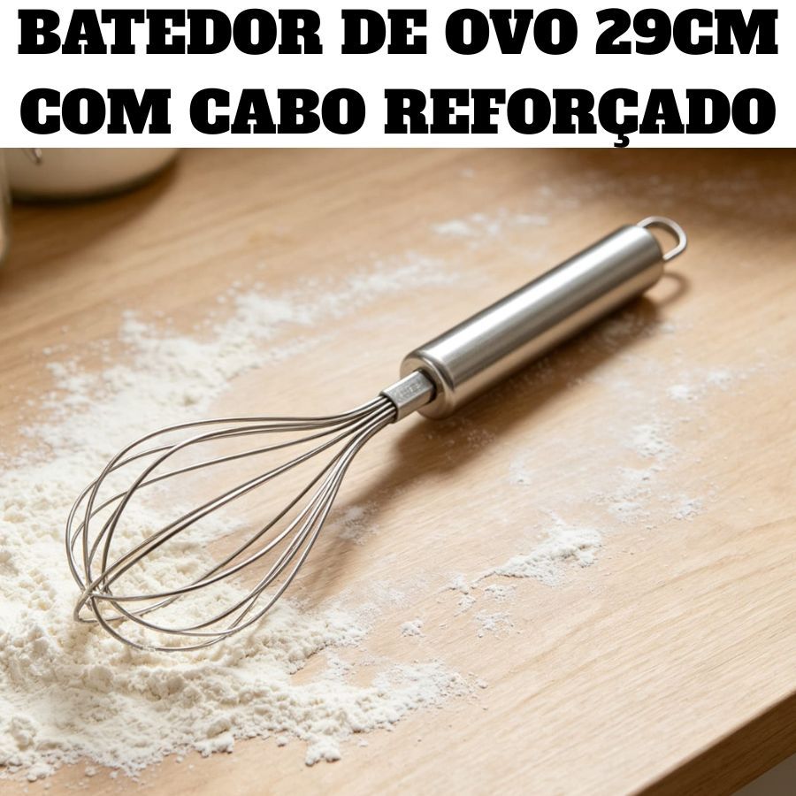 OFERTA Batedor Fouet  Profissional De Ovos E Massas Cabo Reforçado e Normal 29CM Utensilio De Cozinha