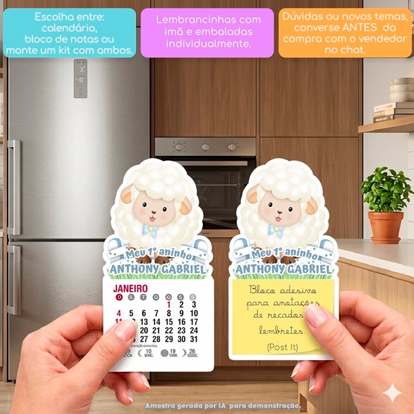 OVELHINHA AZUL CHÁ DE BEBÊ MINI CALENDÁRIO OU BLOCO DE RECADO ARTIGOS DE FESTAS CARNEIRINHO LEMBRANCINHA DE ANIVERSÁRIO