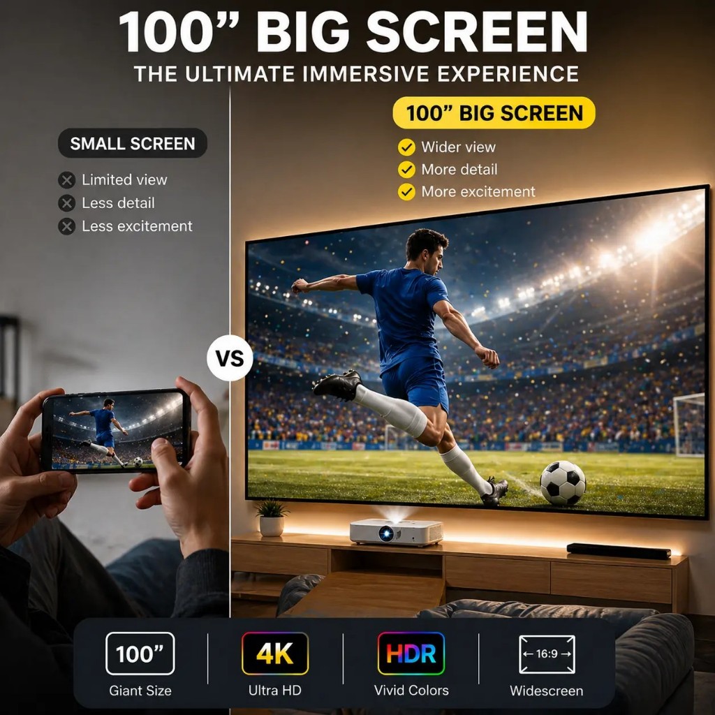 BETTDOW high-contrast anti-glare projection screen, supports 2K/4K, wrinkle-resistant material, eye-friendly. · foto 2