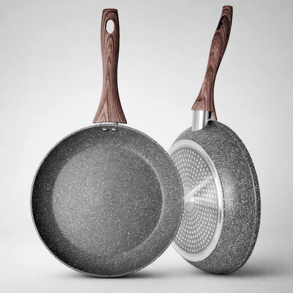 Frigideira Stone 24 CM Antiaderente Revestimento Cerâmico Triplo Granito Sem Óleo Não Gruda