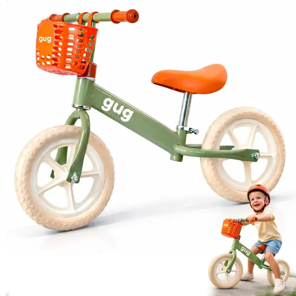 Bicicleta De Equilíbrio Infantil Sem Pedal Com Cestinha Aro Eva Selim Ajustável Super Leve Até 25kg