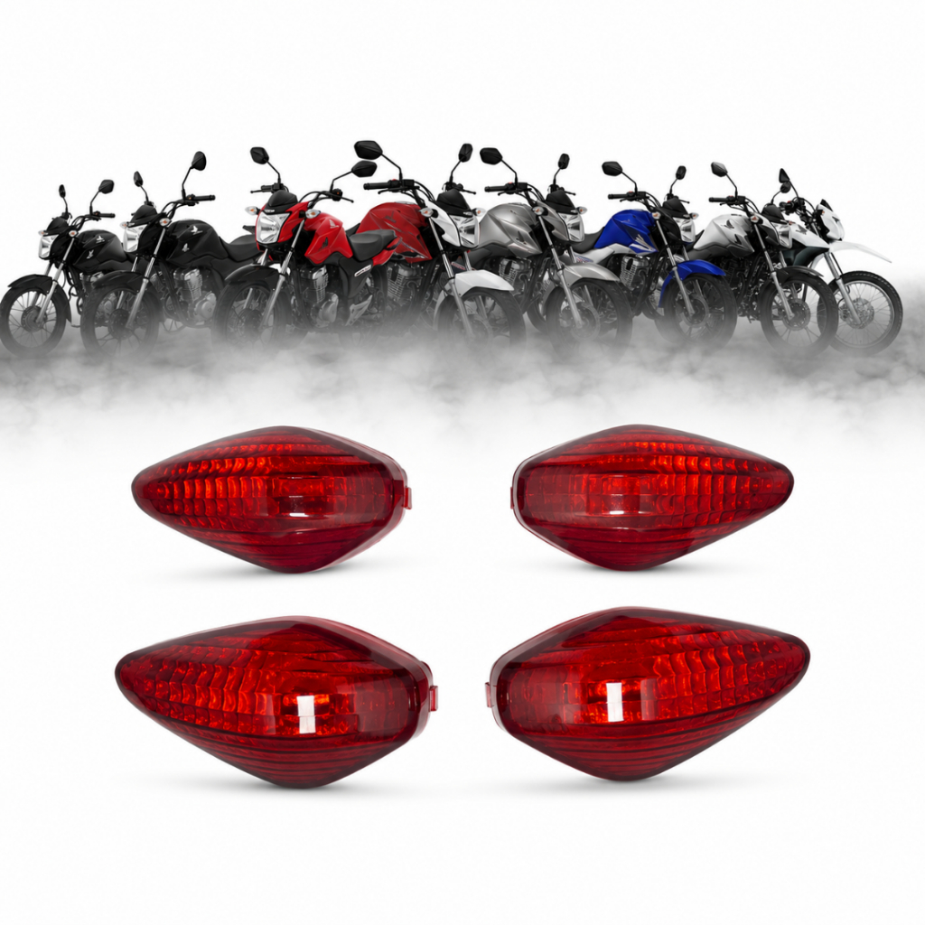 4 Lente Seta Pisca Vermelho Xre190 CG Fan Titan Start 160 Nxr Bros 160