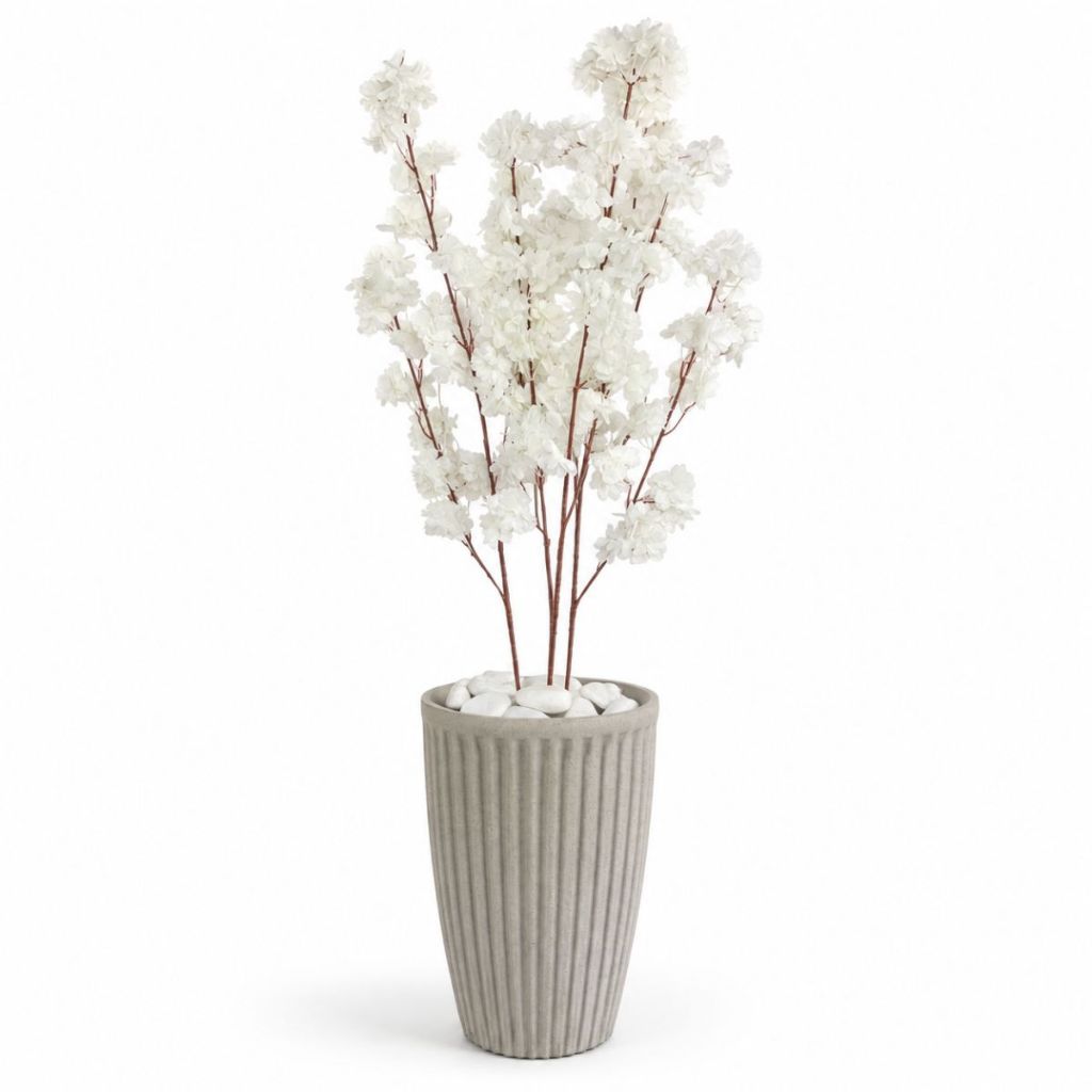 Planta Artificial Cerejeira Vaso Cinza C Polietileno Enfeite