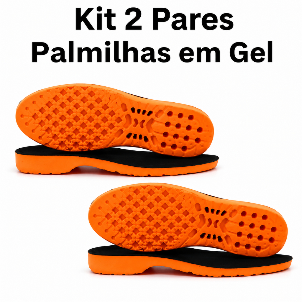 Kit com 2 Pares de Palmilha Ortopédica em Gel Para Várias Horas de Trabalho Alivia Dores Confortável
