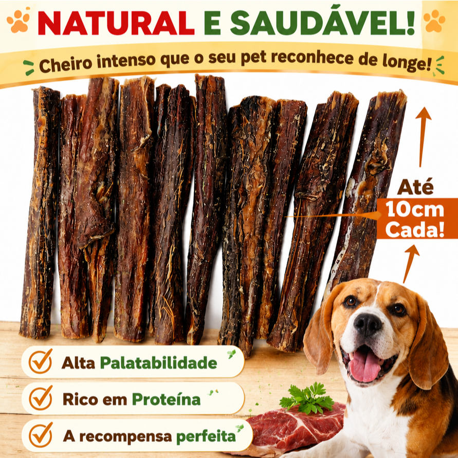 Esôfago Bovino 10 unidades, Desidratado para Cachorro 100% Natural | Petisco Saudável para Cães