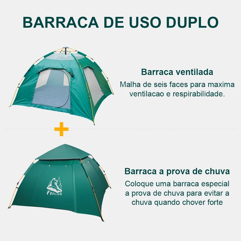Barraca de Camping Automática para 3-4 Pessoas 215x215x145cm — foto 5