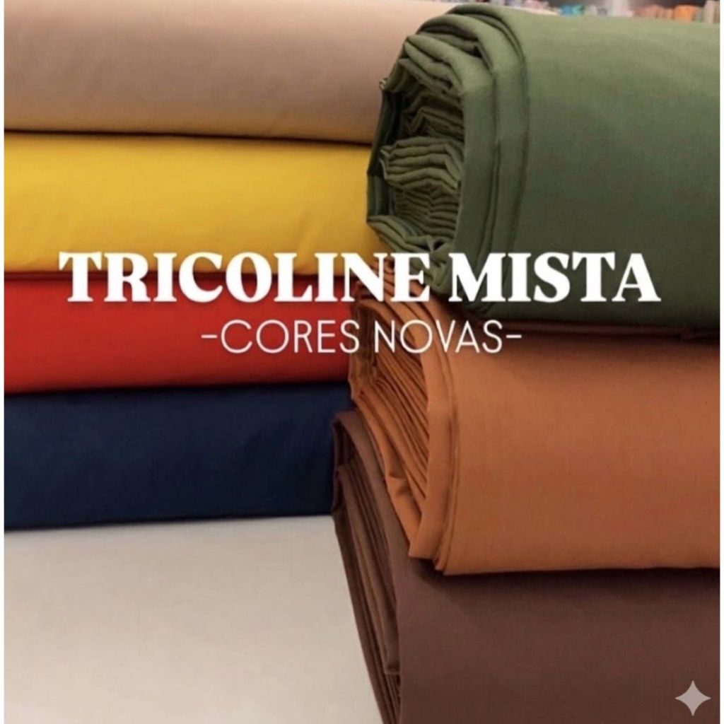 No metro tecido Tricoline Mista -35 %Algodão /65%Poliéster super macia ,liso e suave, que proporciona um toque agradável